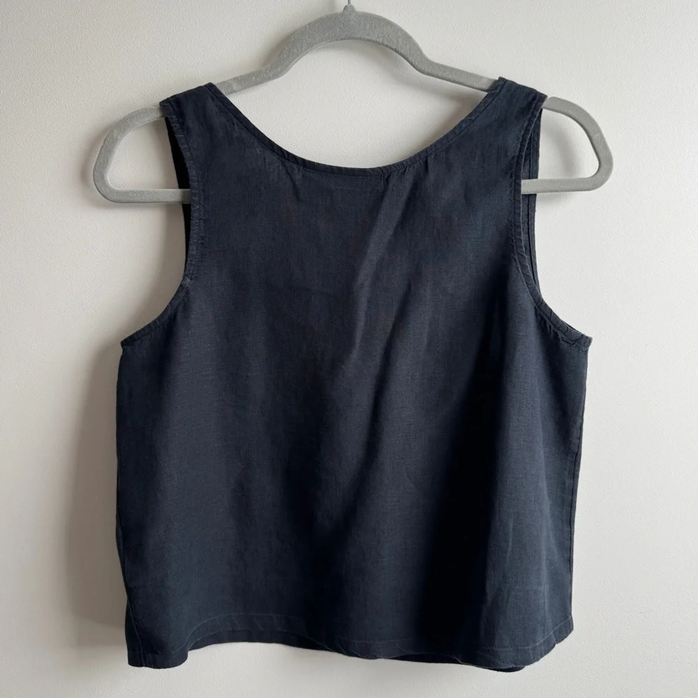 Tahari Black Linen Tank Top Women's Size M - Picture 4 of 7